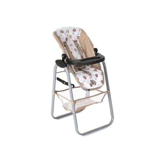 Chaise Haute en Bois Élégante pour Poupée - Gris et Blanc Chaise Haute en Bois Élégante pour Poupée - Gris et Blanc