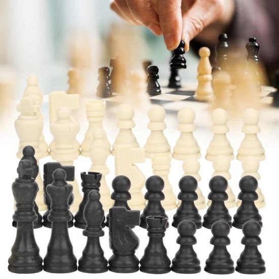 Jeu D’Échecs ABS 32 Pièces – Hauteur 2,5 à 4,9 Cm – Conforme Tournoi, Léger 79 G – Voyage, Étui Transport – Finition Soignée, Bases Stables – Pour Amateurs Et Compétiteurs