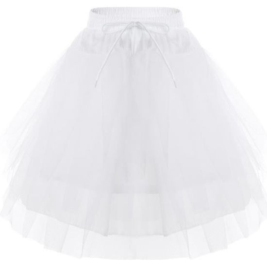 Jupon Tutu 3 Couches Tulle Pour Fille 3-8 Ans - Blanc - Élastique Taille Réglable - Pour Robes De Fête