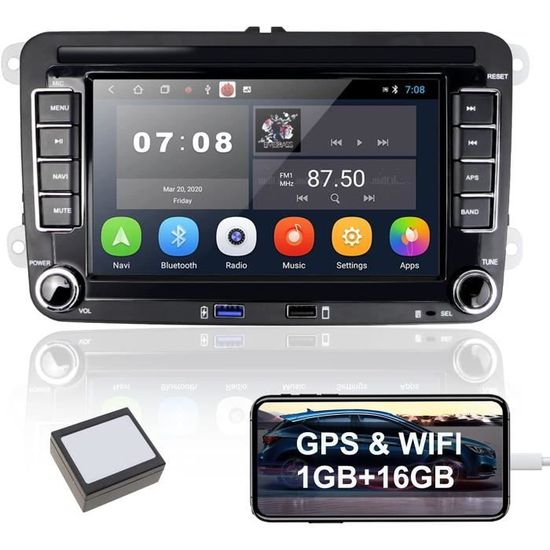 [1G+16G] Autoradio Android pour VW Navigation GPS 7" Écran Tactile Capacitif Bluetooth Voiture Stéréo WiFi Récepteur Radio FM USB