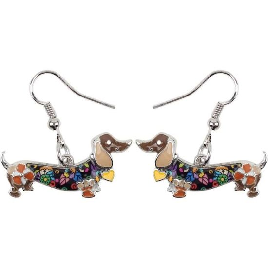Boucles D'oreilles Fantaisie Forme Chien / Animal, Couleur Blanche - Occasion