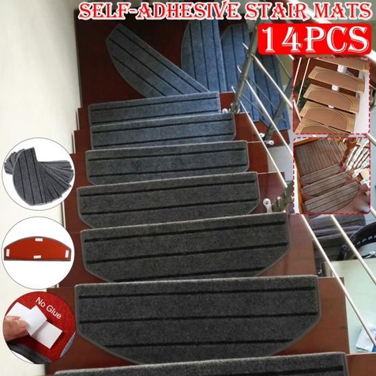 14PCS Tapis d'escalier Auto-adhésif Antidérapant 65X24cm Gris