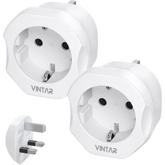 Lot De 2 Adaptateurs Prise UK Type G - Pour Angleterre, Irlande, Dubaï - Blanc - Voyage