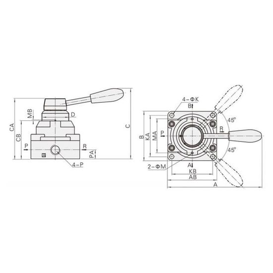 Vanne De Commande Manuelle Pneumatique 5 Ports 3 Positions - Robuste Pour Systèmes Industriels 0-0.8MPa