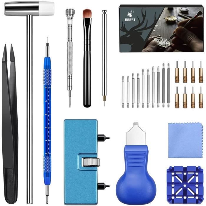 JOREST Kit Outil Montre,Kit Changement Pile ,Chasse Goupille ,Outil Montre  Bracelet,Tournevis Reparation,Ouvre Boitier,Montre Demontage : :  Mode