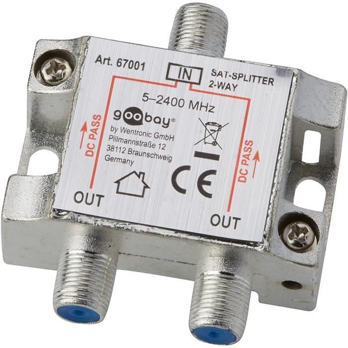 Goobay 67151 SAT-dempingselement – 6 DB, F-stekker Naar F-bus, 5-2300 MHz, 75 Ohm – Ideaal Voor Signaalcorrectie