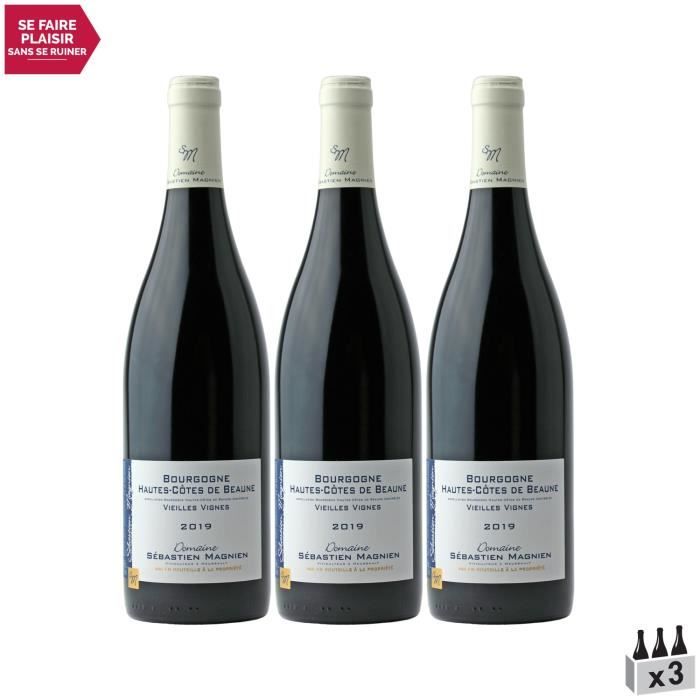Bourgogne Hautes Côtes de Beaune Vieilles Vignes Rouge 2019 - Lot de 3x75cl - Domaine Sébastien Magnien - Vin AOC Rouge de Bourgogne