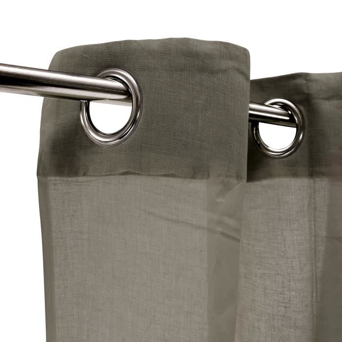 Voilage 100% coton - Taupe foncé - 105x250 cm