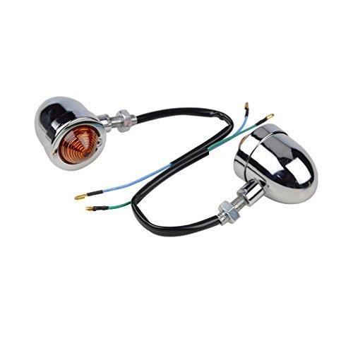 Goofit 12V 10W moto feux arrière vintage refit phare chrome amber bullet led clignotant lumiere lampe