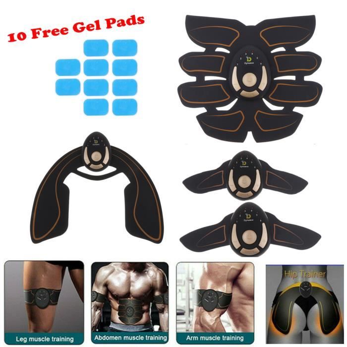 Appareil Electrostimulation Ceinture Abdominal Homme Femme Kit Stimulateur Musculaire Bras + Cuisses + Jambes +Fessier &10pcs