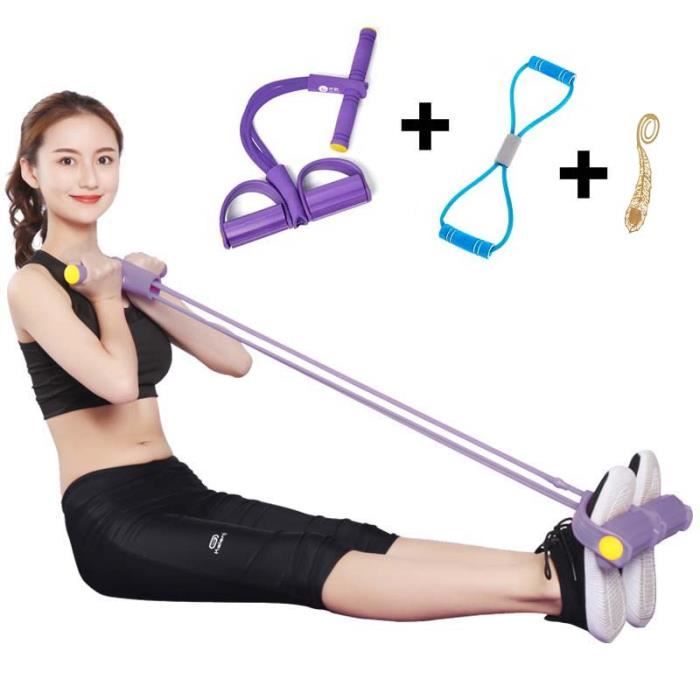 Bande Élastique Fitness avec Pédales Poignées Cordes à Étirer en Latex Équipement d 'Exercices avec Tubes de Résistance