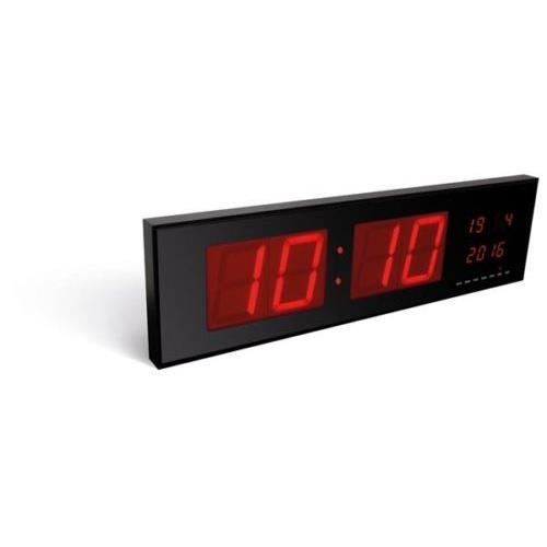 HORLOGE PENDULE MURAL LED ROUGE DATE FORMAT GEANT DESIGN RADIO BAR COMMERCE CAFE