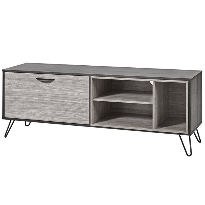 Meuble TV moderne couleur bois gris SANTORI 180 cm