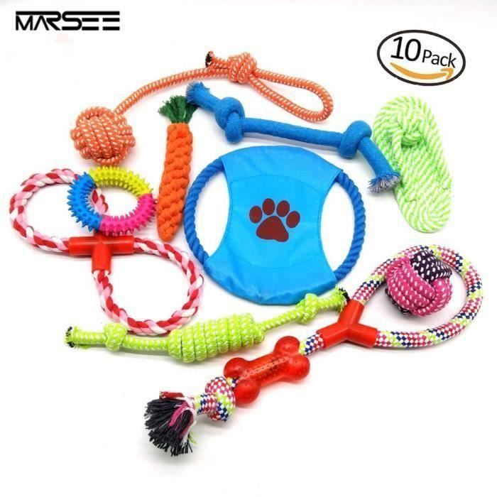 Lot de 10 Jouet Corde Chien Jouets de Mastication en Coton Tressée Convient pour les Chiens Petites et Moyennes A71531