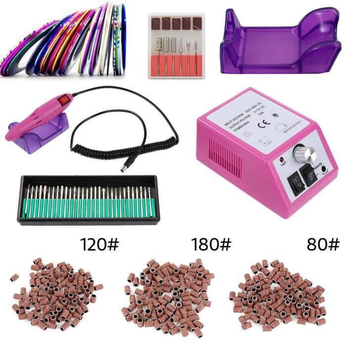 ROSE Kit Ponceuse à Ongles Polissoir Electrique 20000RPM Forme trapèze Professionel pour Ongle Pied Manucure Pédicure Femme homme