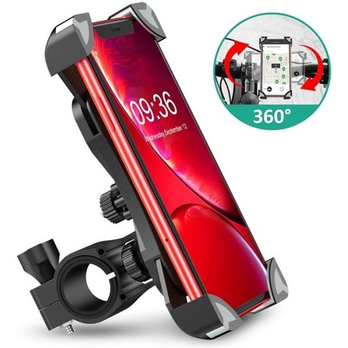 Support de téléphone portable Support de Vélo Moto Téléphone Guidon de Vélo Moto Berceau Collier avec Rotation 360 pour 3,5 à 7 Pouc