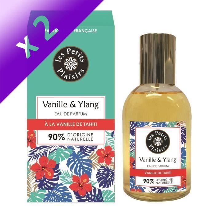 LES PETITS PLAISIRS Eau de parfum - Vanille de Tahiti & Ylang - 90% d'origine naturelle - 100 ml (Lot de 2)