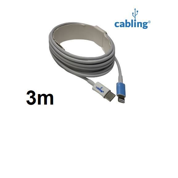 CABLING® Câble USB-C vers Lightning Charge et Synchronisation 3M - Blanc