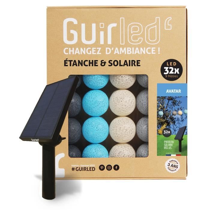 Guirlande lumineuse boules d'extérieur Solaire Guinguette LED- Étanche - 16 boules 3,2m - Avatar