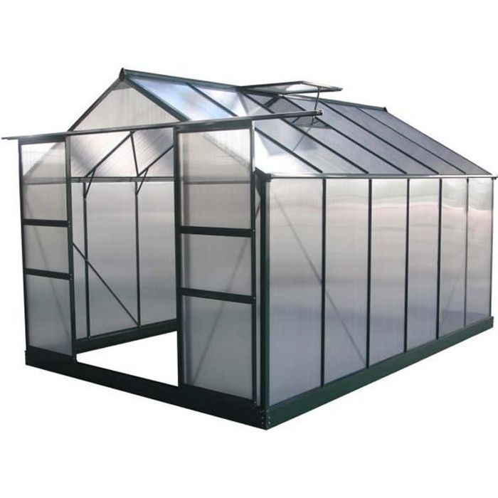 Serre jardin polycarbonate -Dahlia- Vert Sapin 9,24 m²