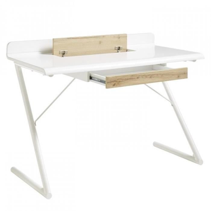 Bureau VIBORG laqué blanc mat - chêne naturel 1 tiroir bi color MDF Inside75