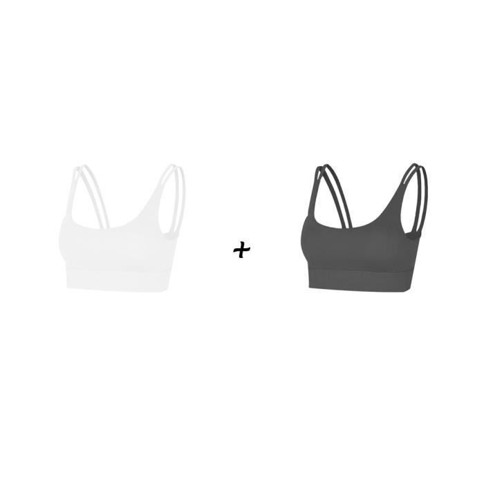2 pièces Femme Sous vetements Bustier corset pour Jogging Yoga Gym Fitness(Couleurs différentes et Même taille)-M-Noir-Blanc