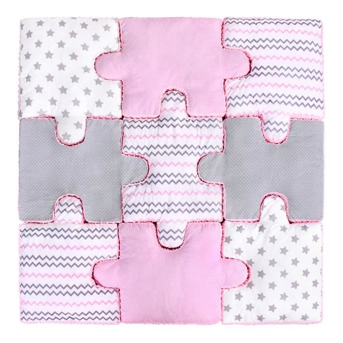LULANDO MINKY tapis de jeux, oreillers puzzle 9 pièces ensemble. Différents motifs, ultra-doux, coton 100%, pour enfants, bébés.