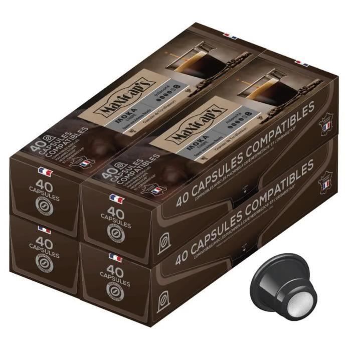 Maxi-Caps 160 (4x40) Capsules de café MOKA d’Ethiopie - Compatible avec Machine à Café Nespresso® et L'Or Barista®- Intensité 8