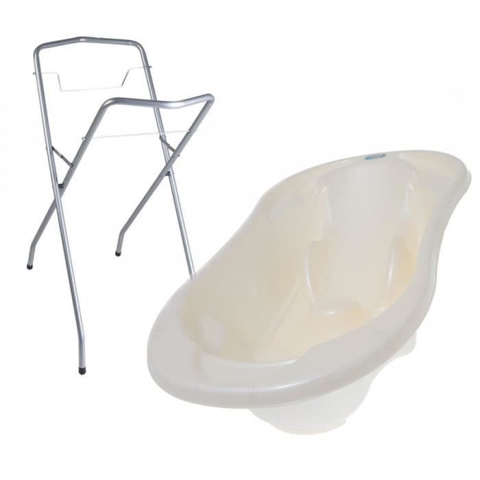 Baignoire bébé avec réducteur intégré Beige + Pied