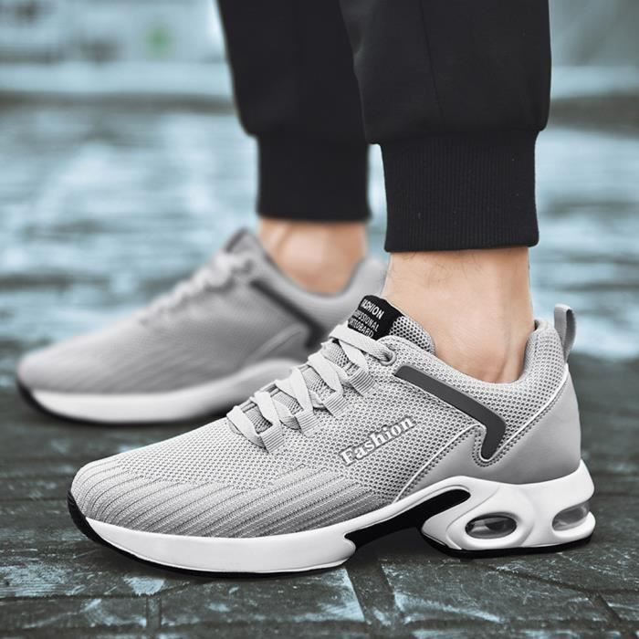 Chaussures de sport pour hommes Respirant et confortable en plein air Chaussures de course Casual Mode Hommes Chaussures Gris