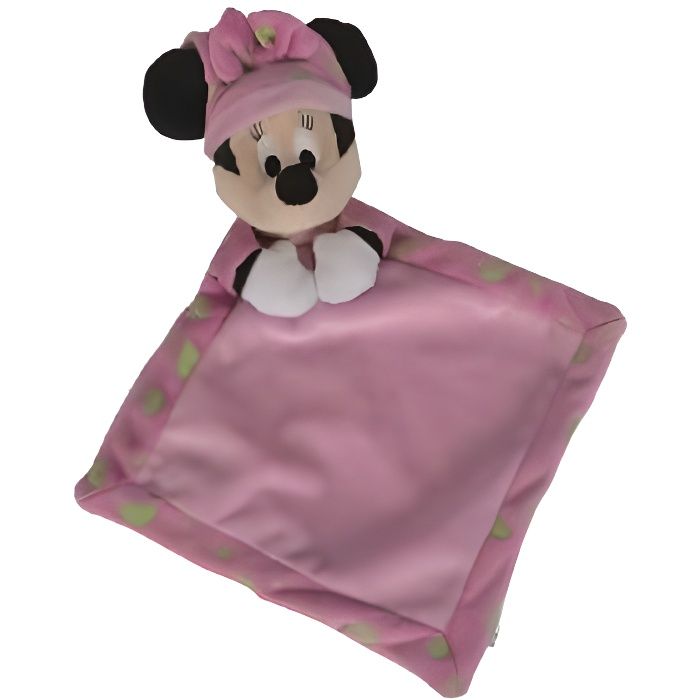 Disney Doudou Plat Brille Dans La Nuit Minnie - Doudou Rose - Peluche enfant