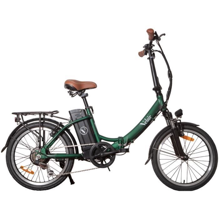 Vélo électrique pliable 20'' - Velair - Shimano 6 Vitesses - Freins à patins - Autonomie 60 km - Cadre aluminium - Vert