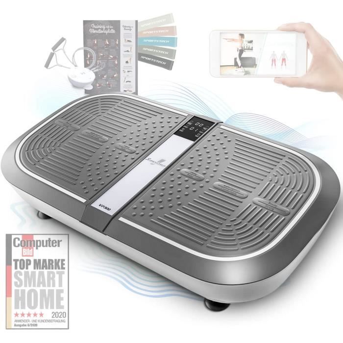 Sportstech VP300 3D plateforme vibrante | Mega Fat Burner + 5 bandes de fitness supplémentaires | Vaste surface +2x1000W puissance