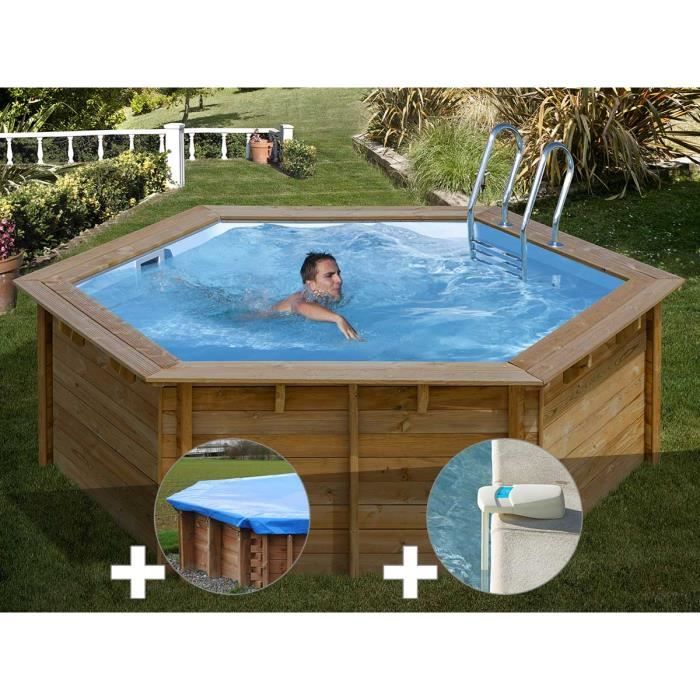 Kit piscine bois Sunbay Vanille First Ø 4,00 x 1,19 m + Bâche hiver + Alarme