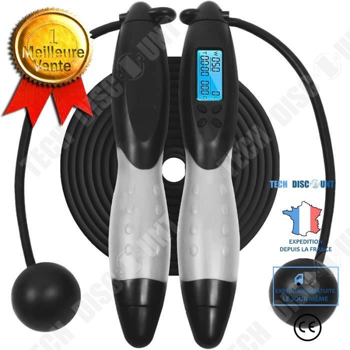 TD® Accessoires Fitness - Musculation,Corde à sauter ajustable et numérique Corde à sauter sans fil avec compteur de - Type Black Gr