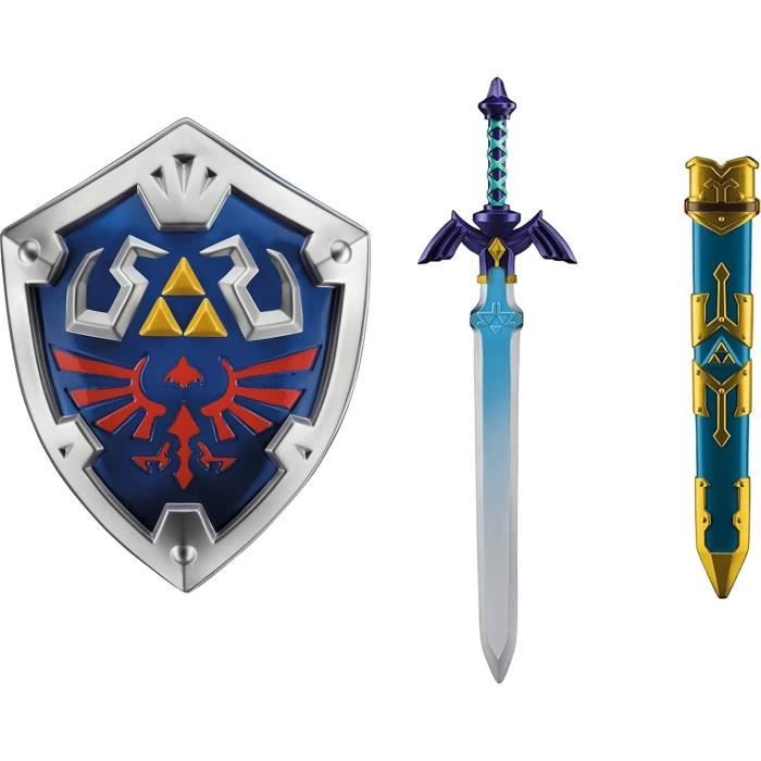Lot déguisement Legend of Zelda Link Bouclier 48 cm + Epée et Fourreau 66 cm Cosplay Réaliste Haute Qualité
