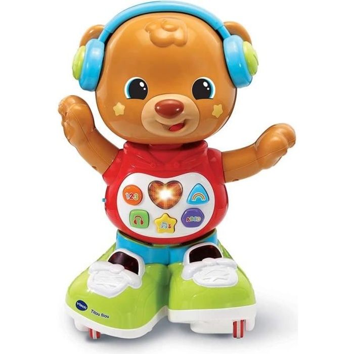 VTech - Titou Filou – Animal Interactif, Jouet pour Apprendre à Marcher, Jouet Bebe 12/36 mois - Version FR