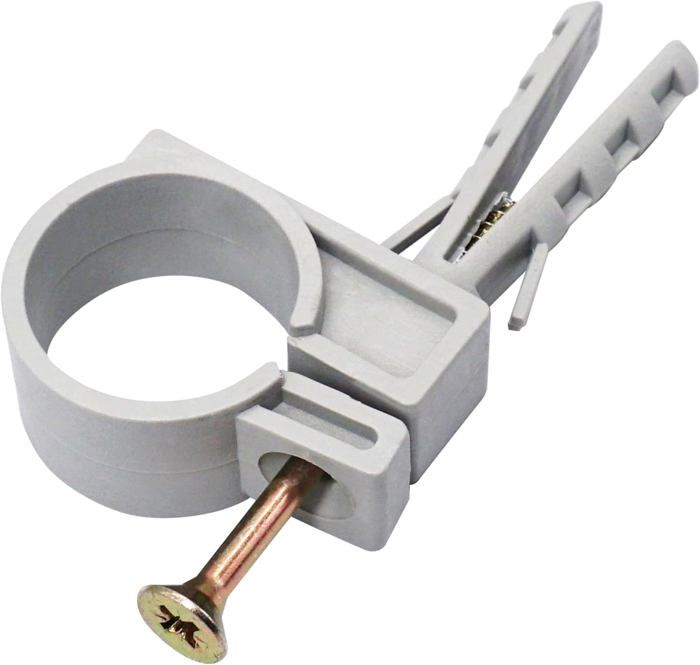 30 Colliers De Serrage Plastique Gris Pour Tuyaux 25-27 Mm - Avec Vis Incluses - Fixation Murale Ou Plafond - 3