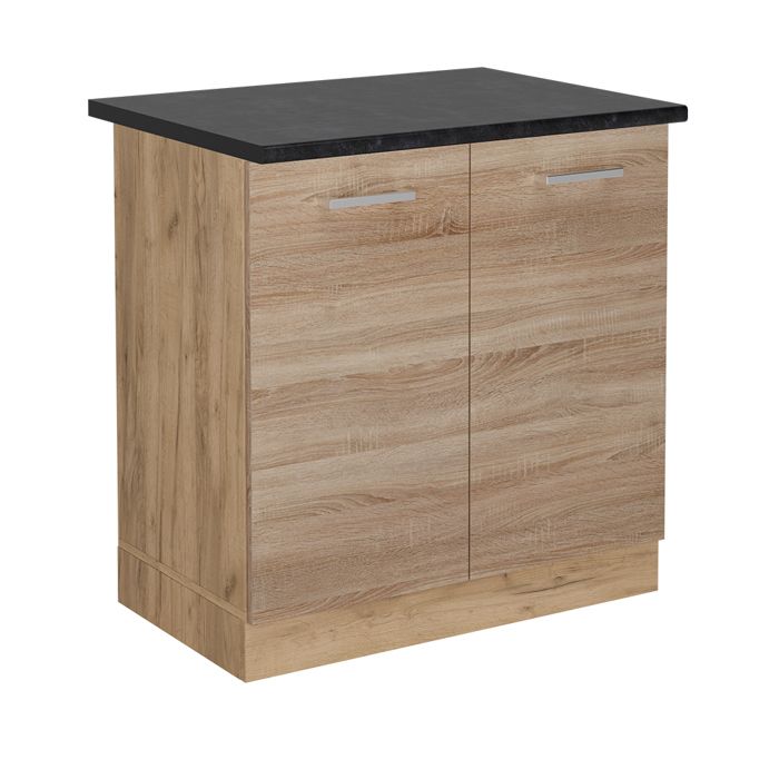 Vicco Fame-Line Meuble Bas Sous-évier 80 Cm – Chêne Doré / Anthracite – Avec Étagère – Cuisine Moderne Et Fonctionnelle