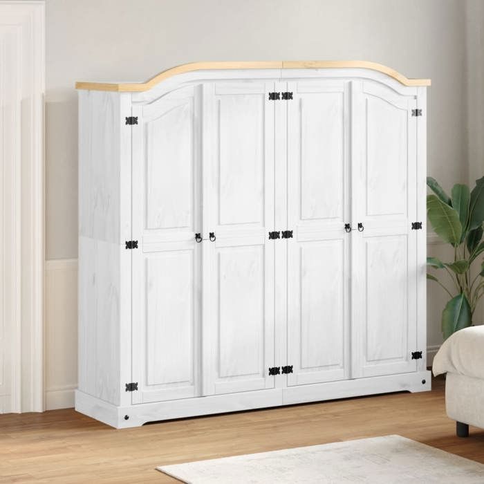 vidaXL Garde-robe Corona blanc 194x52x186 cm bois de pin massif armoire de rangement organisateur de garde-robe armoire 4012163
