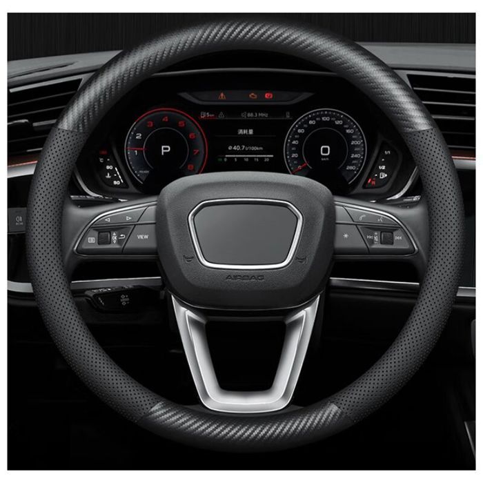 Couvre Volant en Microfibre Cuir Housse Volant Voiture Universelle 38cmProtege Volant Voiture Antidérapant Respirant Souple