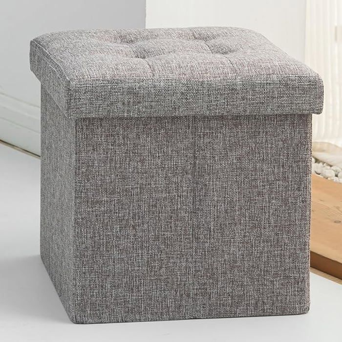 Canapé Pouf avec Coffre de Rangement 30x30x30cm Tabouret de Rangement Pliant Pouf de Pliable Cube avec Couvercle Amovible pour
