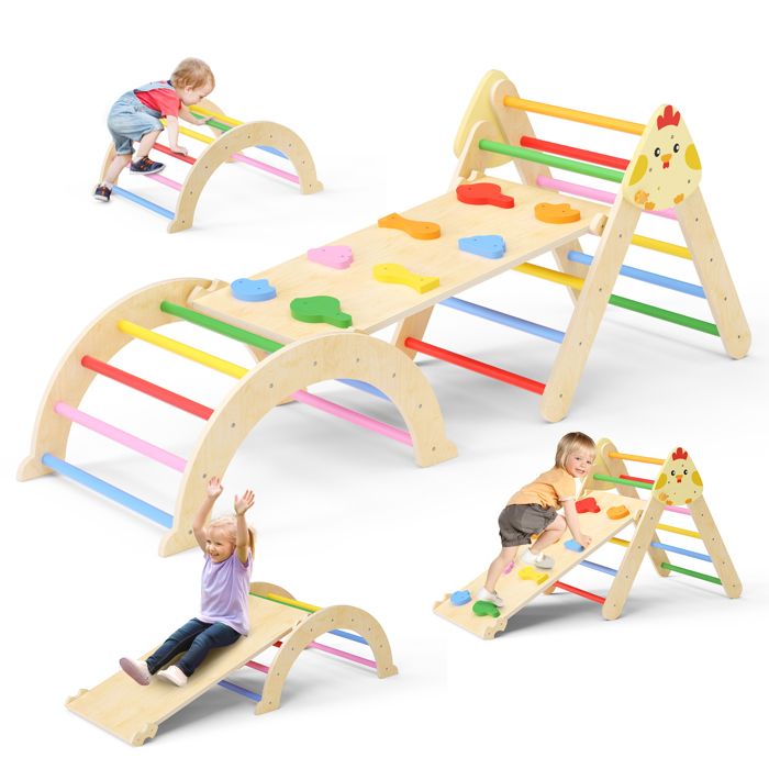 Kit de jeu dintérieur 7 en 1 avec arc rampe et triangle descalade pour aire de jeux intérieure pour bébé pour enfants