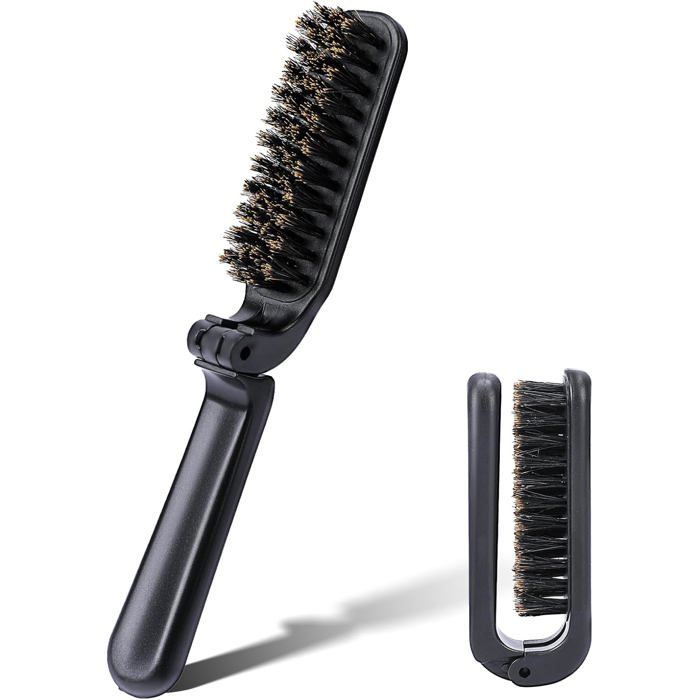 Brosse à cheveux pliable en poils de sanglier brosse à cheveux de poche pliable avec poils naturels brosse à cheveux antistatique