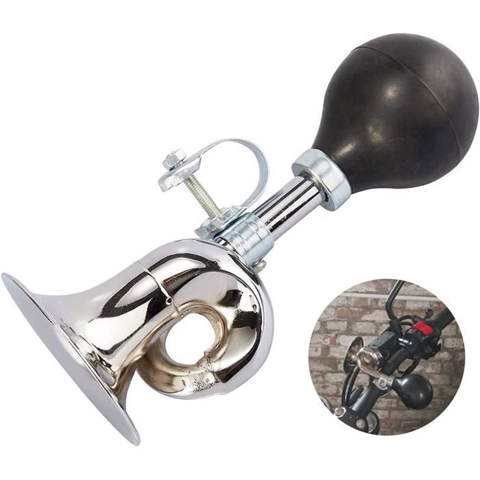 Klaxon vélo sonnette rétro en métal trompette vélo, collier serrage réglable non électronique adulte/enfant Label - Sport Klaxon vélo sonnette rétro en métal trompette vélo, collier serrage réglable non électronique adulte/enfant Label - Sport