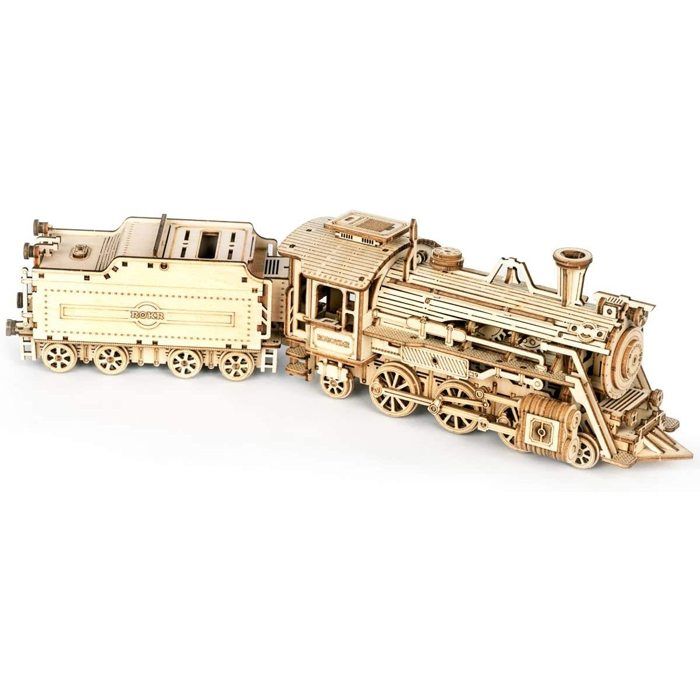 Jeu de construction - Locomotive - Puzzle 3D en bois - Prédécoupe laser - Montage facile - Cadeau créatif