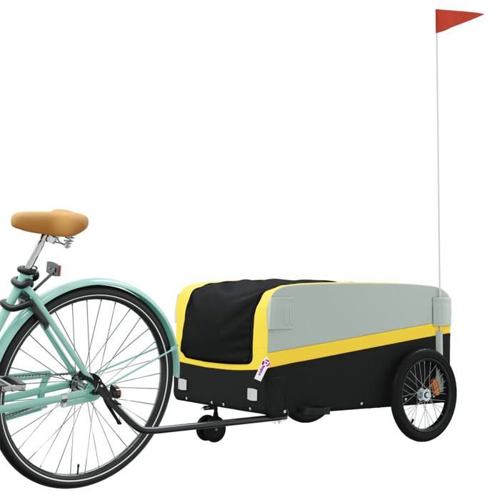 Remorque de bicyclette VENTE-FLASH - Remorque de vélo - noir et jaune 45 kg fer @39866758