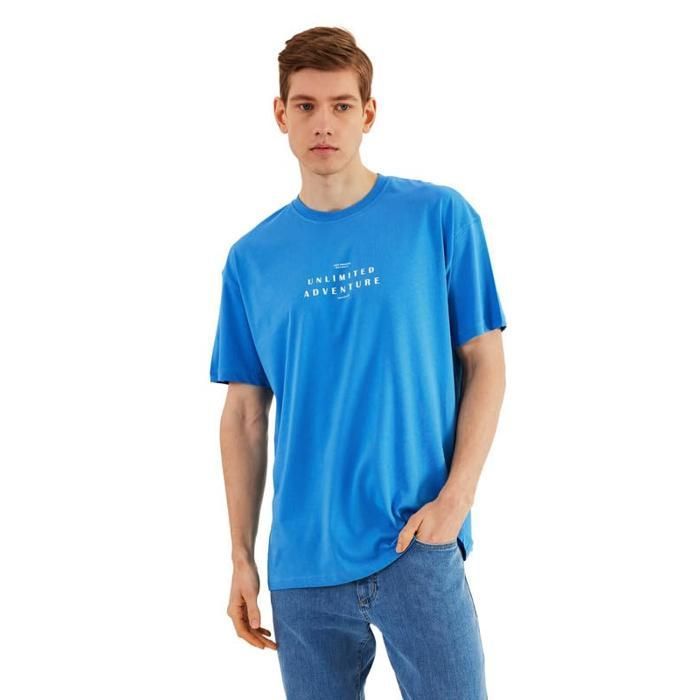 T-shirt Manches Courtes Pour Homme - Imprimé Décontracté, Col Rond, 100% Coton - Idéal Quotidien, Sorties, Voyage