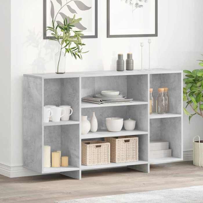 Réduction FR - Buffet Bas enfilade - Commode salon gris béton 120x30x75 cm - Aspect Bois dingénierie -891600