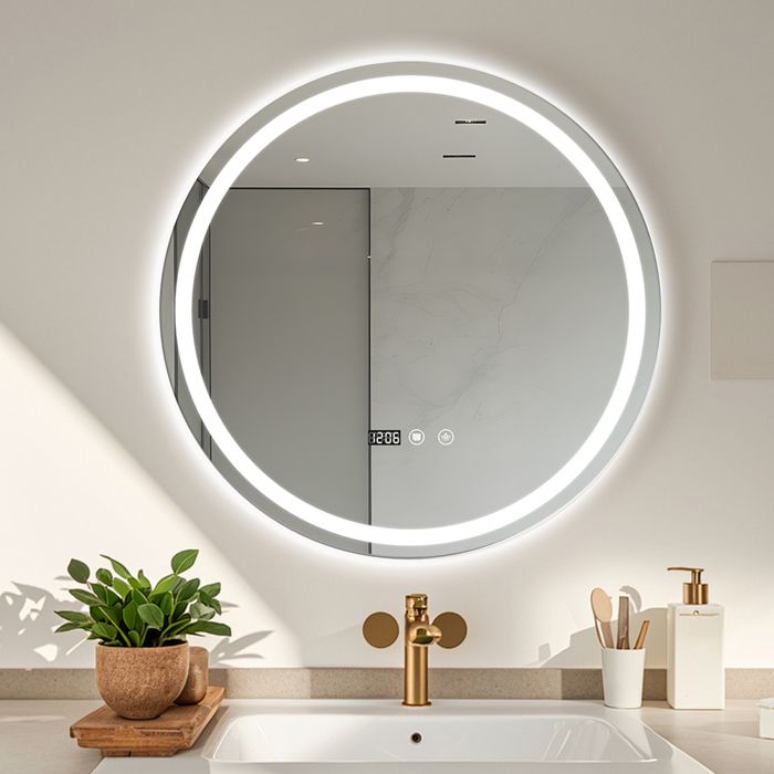 60 cm Miroir Rond Salle de Bain avec LED Miroir Salle de Bain Lumineux 3 Mode de Lumières Dimmable Anti-buée IP44